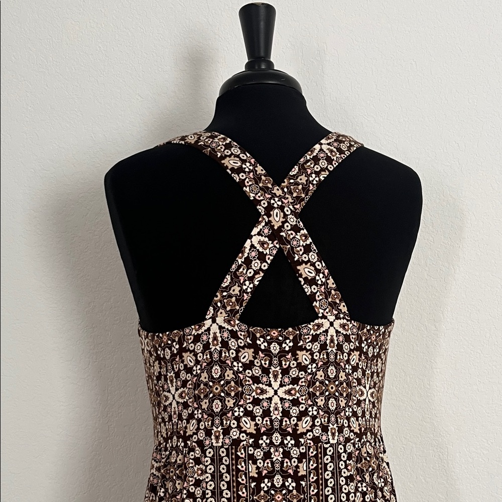 J.Jill Sleeveless Brown and Cream Patterned Maxi Dress - Picture 9 of 16